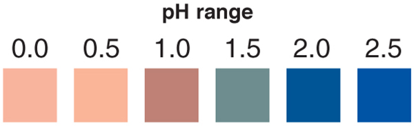 pH 0-2.5 test strips, ph test strips, acidic ph test strips
